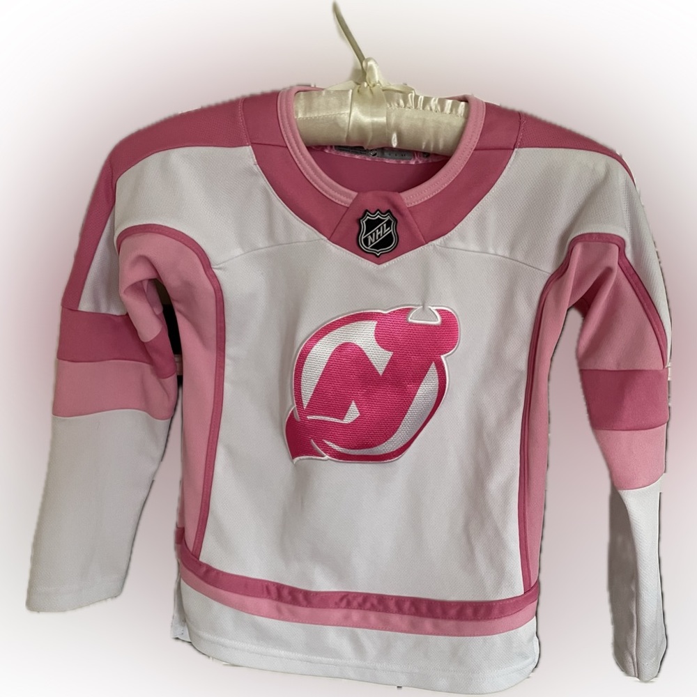 NHL Kids White and Pink New Jersey Devils Jersey